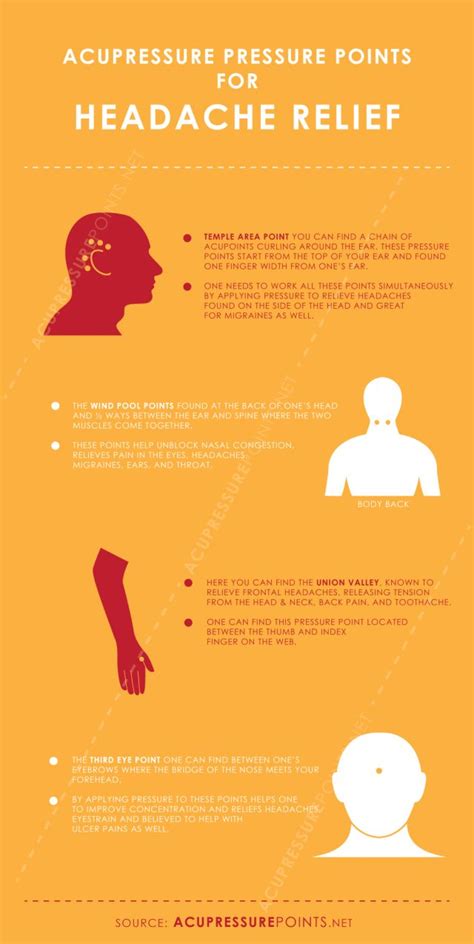 Acupressure Points For Headache And Migraine Relief Infographic
