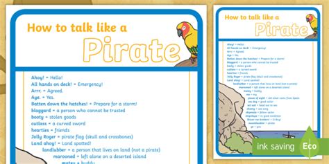 How To Talk Like A Pirate Guide Teacher Made