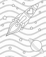 Rocket Coloring Ship Pages Printable Rocketship Kids Colouring Sheets Space Valentine Friendship Circle Tags Cp Print Embroidery Template Book Drawings sketch template
