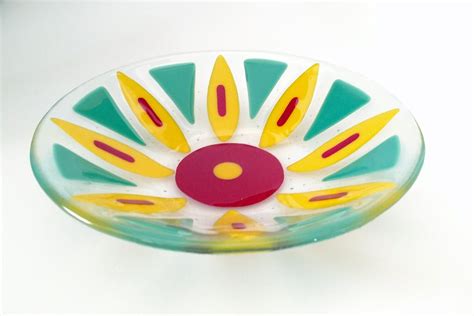 Fused Glass Flower Bowl Fused Glass Dish Fruit Bowl
