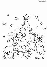 Rentier Rentiere Reindeer Weihnachtsbaum Ausmalbild Malvorlage Ausdrucken Albero Renos Reno Arbol Weihnachtsmann Reindeers Tannenbaum Nikolaus Schlitten Weihnachtliche Sleigh Stampare sketch template