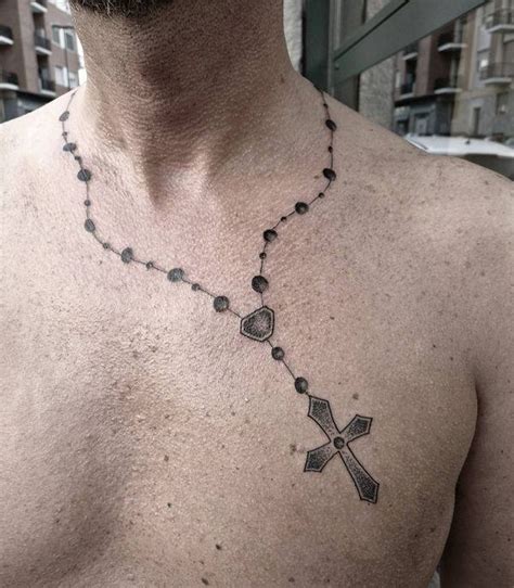 Rosary Tattoos For Men Around Neck
