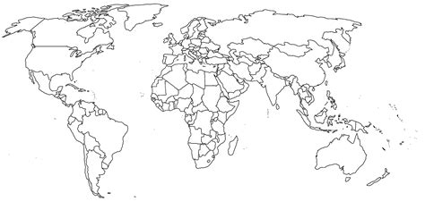 carte du monde vierge  imprimer   remplir avec noms des interieur