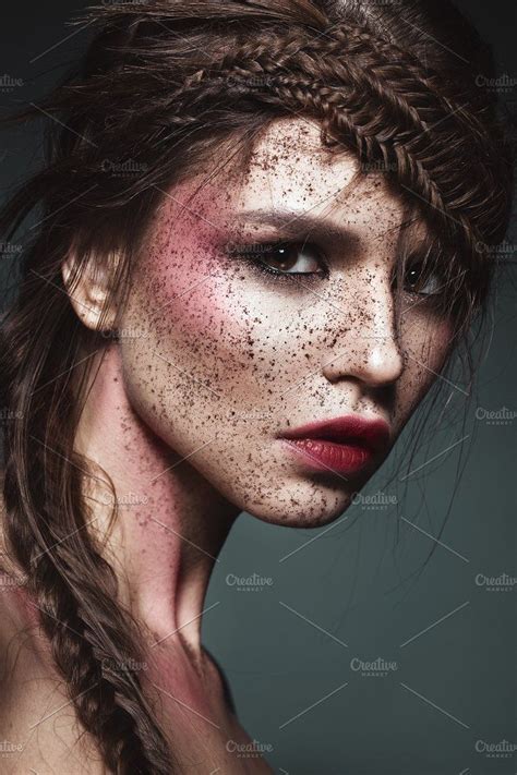 Beautiful Strange Girl With Creative Art Make Up Beauty Face Photos