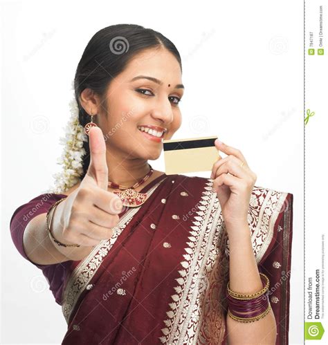 Indian Woman With Credit Card Stock Image Image Of Hobbies Commerce