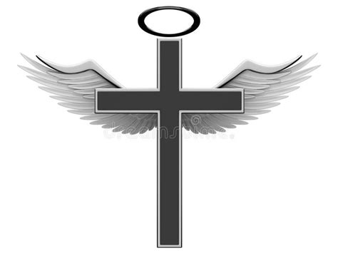 Christian Cross And Angel Wings Stock Illustration