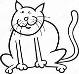 Cat Coloring Clipart Funny Fat Drawing Simple Illustration Silhouette Vector Stock Cartoon Getdrawings Clipartmag Depositphotos sketch template