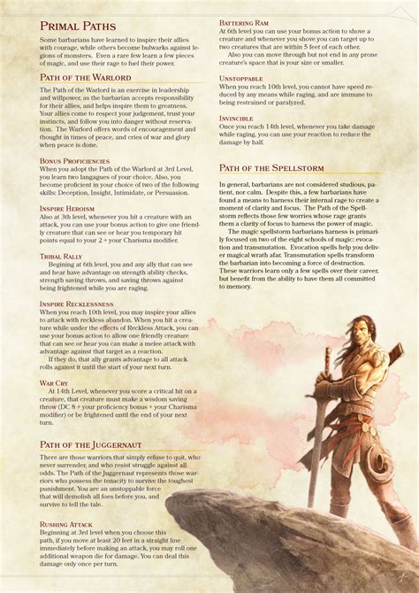 dnd  homebrew barbarian fighter monk  rogue subclasses