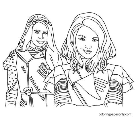 mal  evie coloring pages