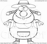 Farmer Clipart Plump Female Cartoon Outlined Coloring Vector Thoman Cory Royalty sketch template