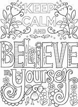 Coloring Pages Mindset Growth Affirmation Positive Pdf Printable Kids Keep Calm Believe Yourself sketch template
