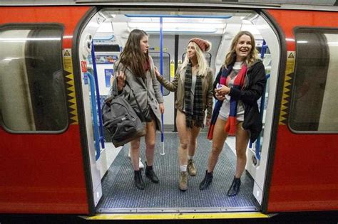 no trousers tube ride londoners take part in stunt to make people laugh sbs news