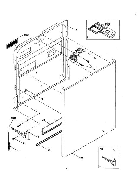 door diagram parts list  model dwaawpw amana parts dishwasher parts searspartsdirect