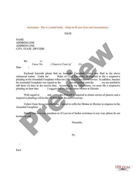 sample letter  include amended complaint  legal forms