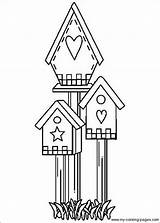 Bird Coloring Pages Birdhouse Houses House Color Primitive Drawing Printable Colouring Birds Kids Getcolorings Birdhouses Crafts Choose Board Embroidery Patterns sketch template