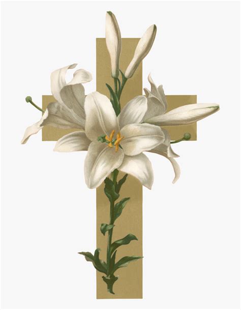 Easter Lily Christian Cross Flower Funeral Clip Art