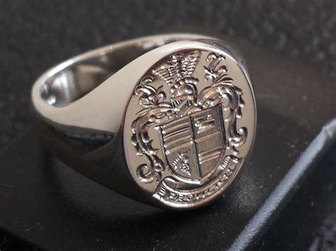 hallmarked extra heavy sterling silver family crest ring etsy family crest rings signet
