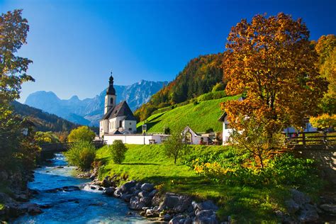 church landscape man  ramsau bei berchtesgaden hd wallpaper