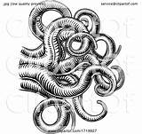 Octopus Woodcut Tentacles Cthulhu Squid sketch template
