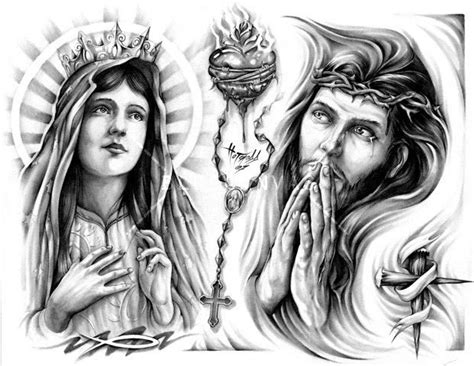 Virgin Mary Sacred Heart N Jesus Tattoo Design Jesus