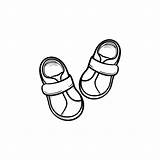 Baby Booties Outline Shoes Clip Vector Illustrations Doodle Drawn Icon Hand sketch template