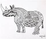 Rhinos Zentangles Doodles sketch template