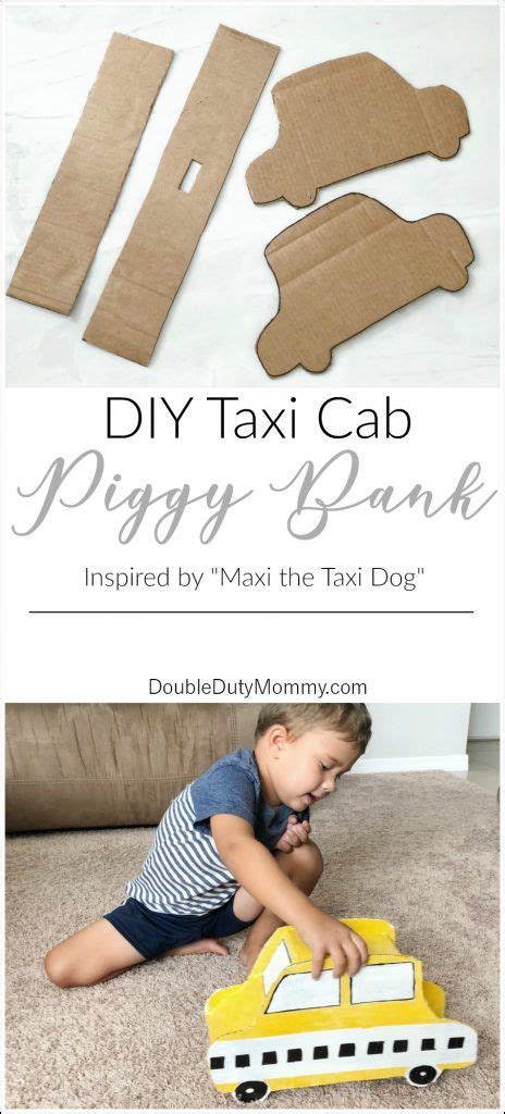 diy taxi cab piggy bank inspired  maxi  taxi dog piggy bank diy cardboard crafts kids