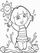 Dora Coloring Pages Beach Explorer Kids Birthday Printable Categories Happy sketch template