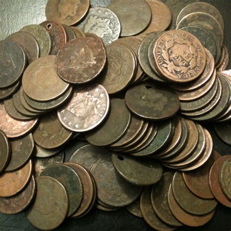 large cent  hoard   copper coin cull condition  estate coins