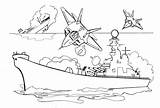 Battleship Coloring Pages Aircraft Carrier Print Bombs Ships Mustang Printable Ship Color Battle Drawing Sailing Military Attacking Navy Air Force sketch template