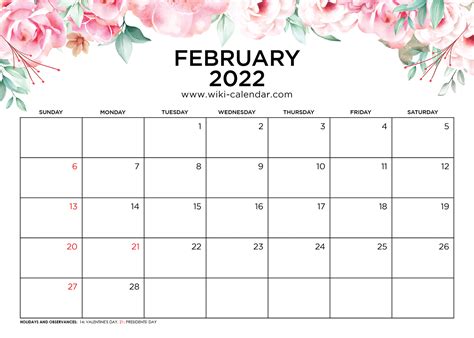 printable february  calendars wiki calendar united states