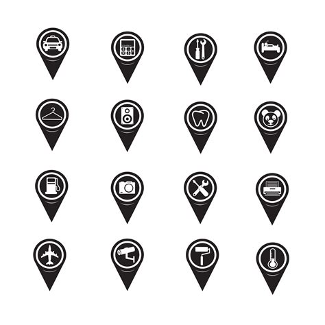 set  map pointer icons  website  communication  vector art  vecteezy