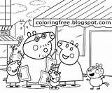 Peppa Printable Mummy Daddy Coloringfree Colouring Vegetation sketch template