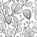 Floral Pattern Abstract Monochrome Seamless Vector Stock Illustration Coloring Drawn Dreamstime Texture Hand Flowers Book Krivoruchko Depositphotos sketch template