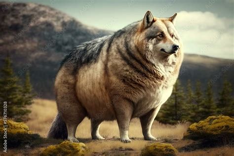 fat wolf concept  hunger  gluttony created  generative ai technology stock