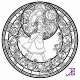 Disney Coloring Pages Mandala Glass Stained Adult Line Deviantart Akili Amethyst Adults Jane Tarzan Color Colouring Kids Book Princess Printable sketch template