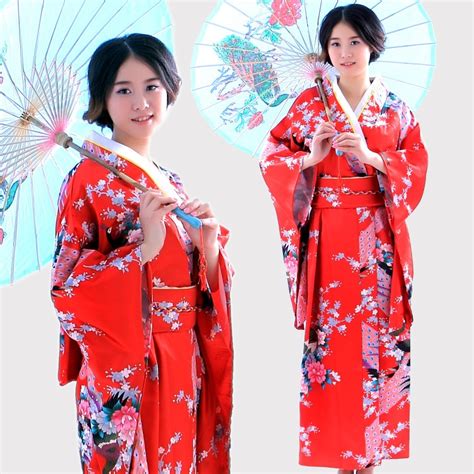 New Classic Traditional Japanese Kimono Women Yukata With Obi Stage