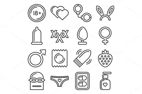 xxx sex icons set on white pre designed vector graphics ~ creative market