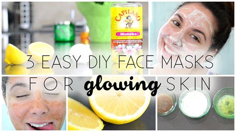 3 Easy Diy Face Masks ♡ For Glowing Skin Youtube