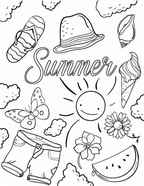 printable summer coloring pages templates printable