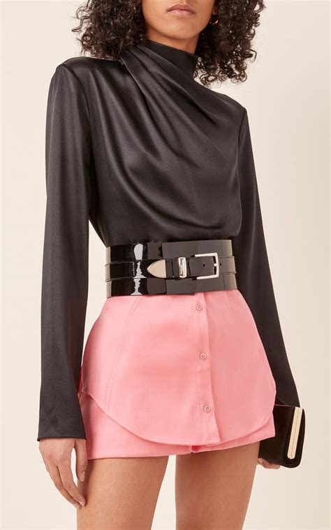 brandon maxwell patent leather waist belt fashion waist belt outfit