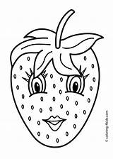 Coloring Pages Kids Printable Fruits Strawberry Fruit Eyes Drawing Simple Choose Board sketch template