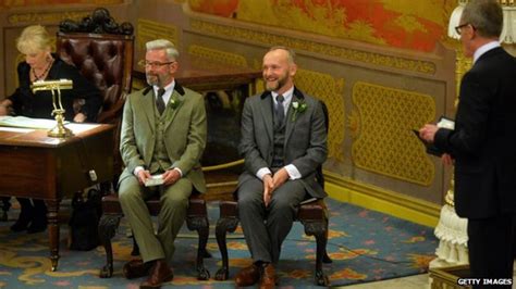 same sex marriage now legal as first couples wed bbc news