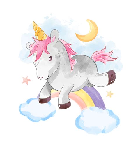 unicorn jumps  rainbow  vector art  vecteezy