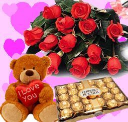 Yummy Chocolates with Red Roses & Teddy Bear