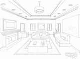 Point Drawing Perspective Bedroom Vanishing sketch template