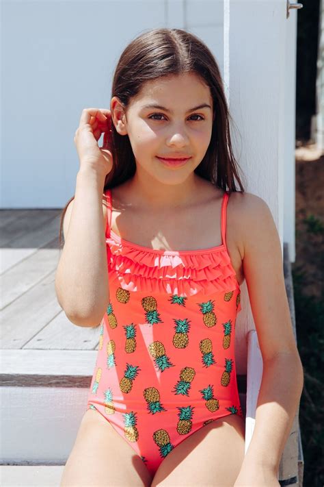 girls bathers 4 7 upf50 swimwear 1 piece swimsuit coral pineapple