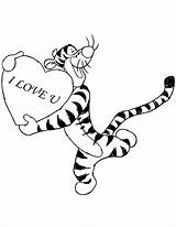 Coloring Pages Valentine Valentines Tigger Disney Printable Tiger Pooh Winnie Kids Print Quotes Color Sheet Categories Cartoon Popular sketch template