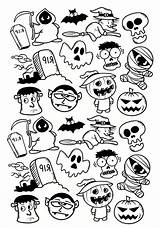 Halloween Coloring Pages Characters Doodle Kids Adults Color Adult Print Drawings Easy Cute Doodles Drawing Justcolor Printable Sheets Pumkin Events sketch template