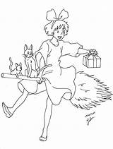 Kiki Ghibli Gribouille Juju Sorcière Spirited Zeichnungen Buch Wenn Ausmalen Minous Balai sketch template